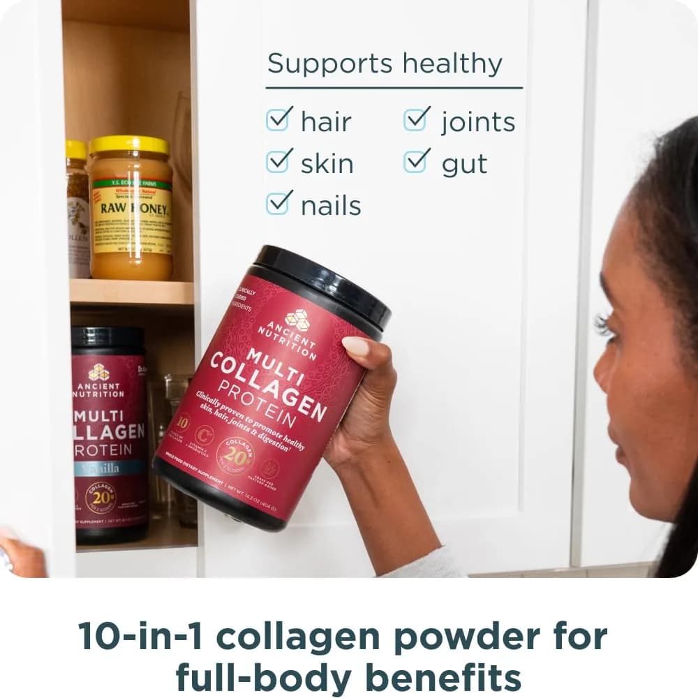 Ancient Nutrition Multi Collagen Protein Powder Unflavored 24 Servings | Supports Skin, Joints, Gut Health - view 6