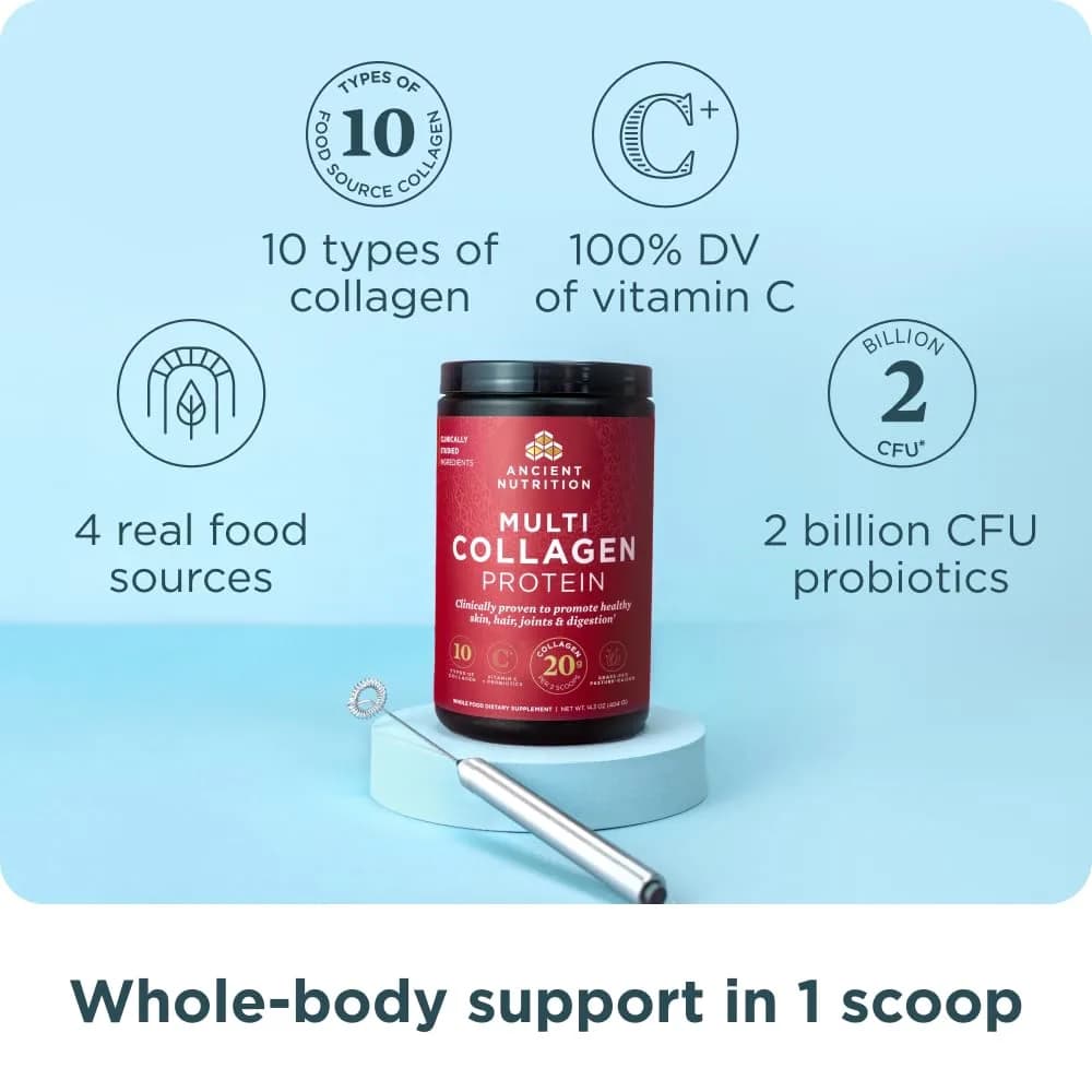 Ancient Nutrition Multi Collagen Protein Powder Unflavored 24 Servings | Supports Skin, Joints, Gut Health - view 2