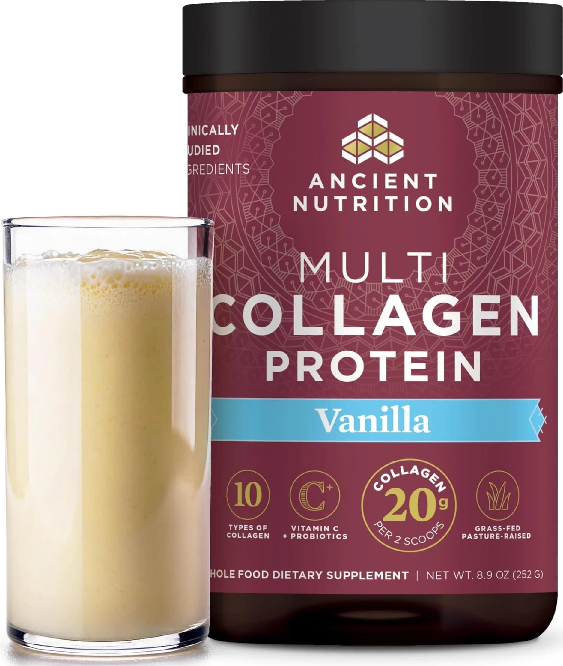 Ancient Nutrition Vanilla Multi Collagen Protein Powder with Probiotics, 24 Servings | Supports Skin, Nails, Gut Health - main product image
