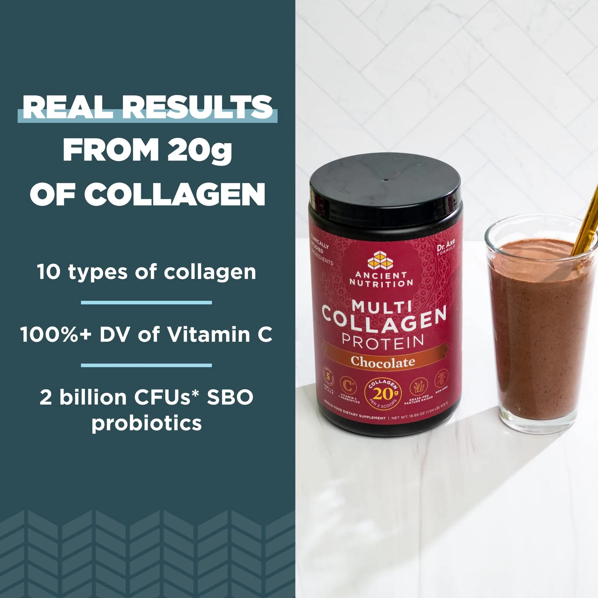 Ancient Nutrition Chocolate Multi Collagen Protein Powder with Probiotics, 40 Servings | Supports Skin, Nails, Gut Health thumbnail 3