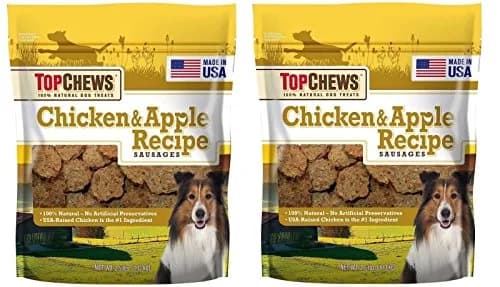Top Chews Chicken & Apple Sausages 2Pack (40 Ounces Each) | 100% Natural Dog Treats with USA-Raised Chicken thumbnail 1