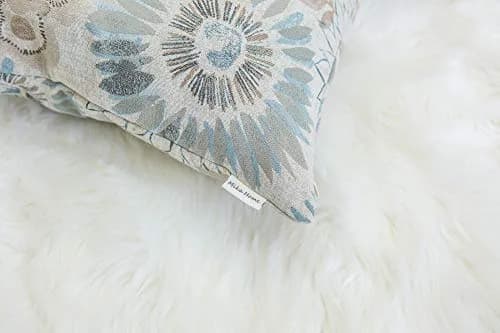 Mika Home Blue Decorative Pillow Cover 12x20 Inches | Floral Jacquard Zipper thumbnail 3