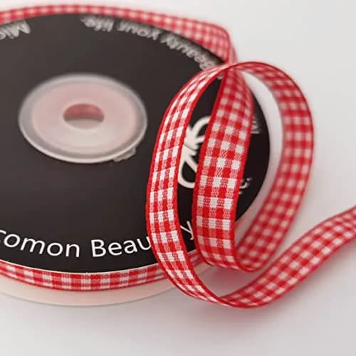 Micomon Red and White Gingham Ribbon 25 Yards | Eco-Friendly Polyester, OEKO-TEX Certified (70-120 chars) thumbnail 6