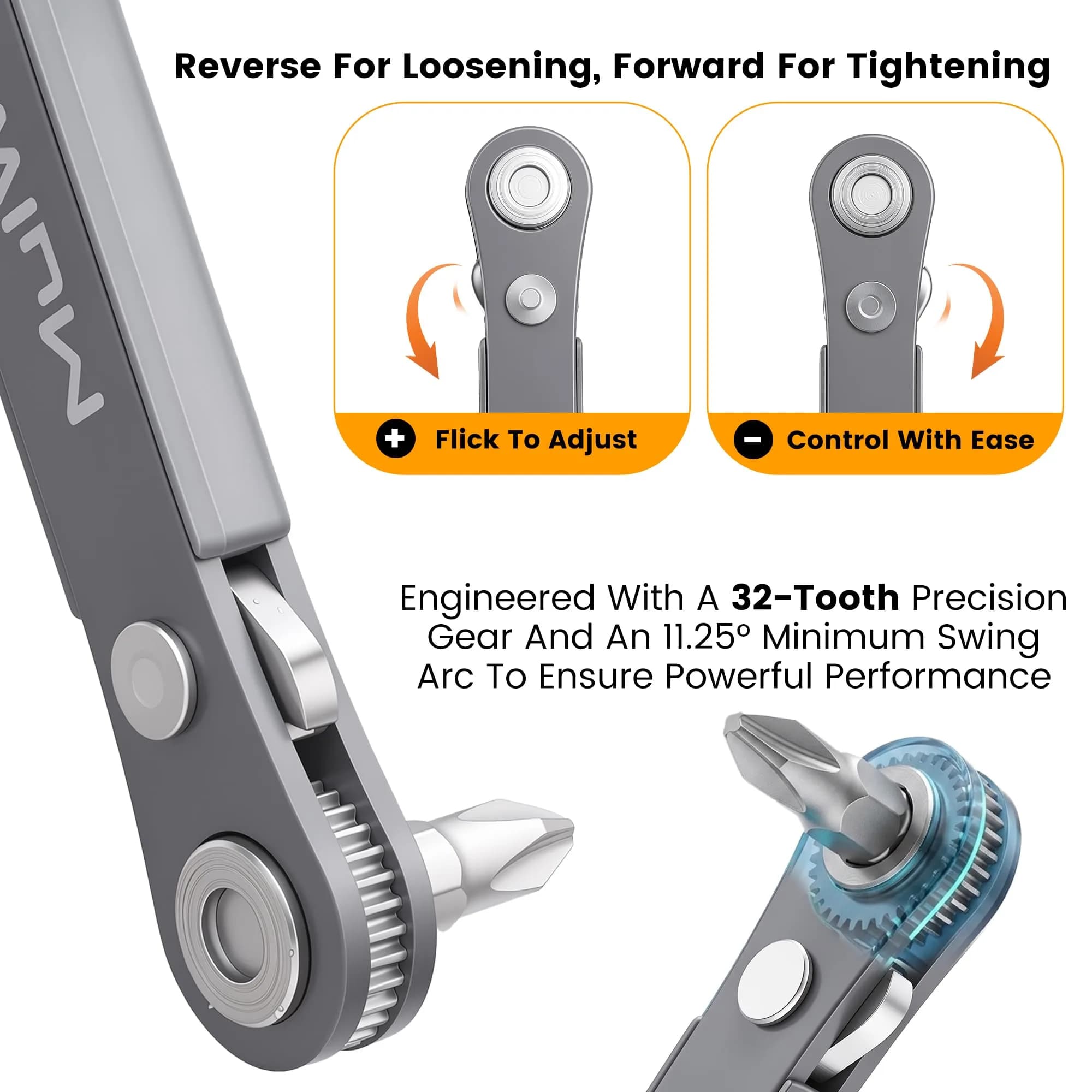MULWARK 20pc Ultra Low Profile Mini Ratchet Screwdriver Set with 90 Degree Offset Handle | High Torque EDC Tool - view 3