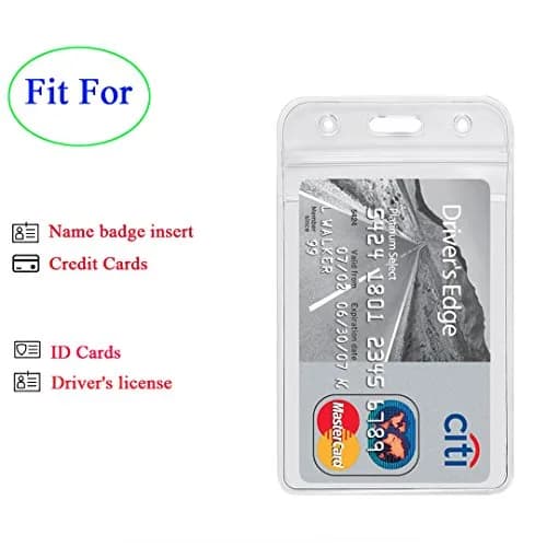 YOUOWO Vertical ID Badge Holder with Black Lanyard 11cm (4.5 inches) | Waterproof & Resealable thumbnail 6