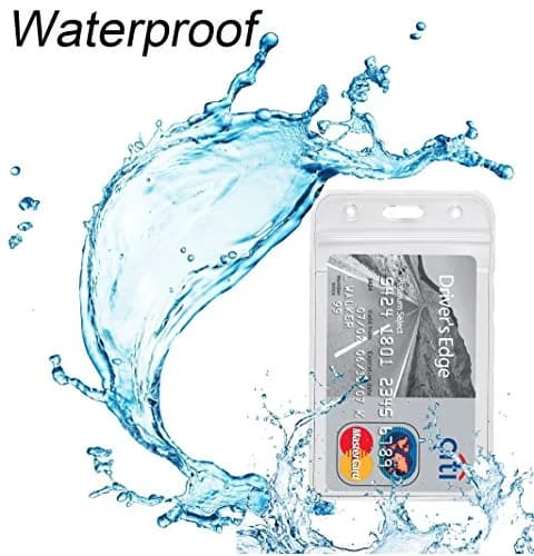 YOUOWO Vertical ID Badge Holder with Black Lanyard 11cm (4.5 inches) | Waterproof & Resealable thumbnail 7