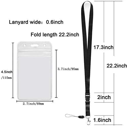 YOUOWO Vertical ID Badge Holder with Black Lanyard 11cm (4.5 inches) | Waterproof & Resealable thumbnail 2