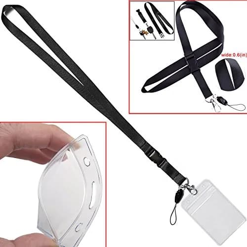 YOUOWO Vertical ID Badge Holder with Black Lanyard 11cm (4.5 inches) | Waterproof & Resealable thumbnail 3