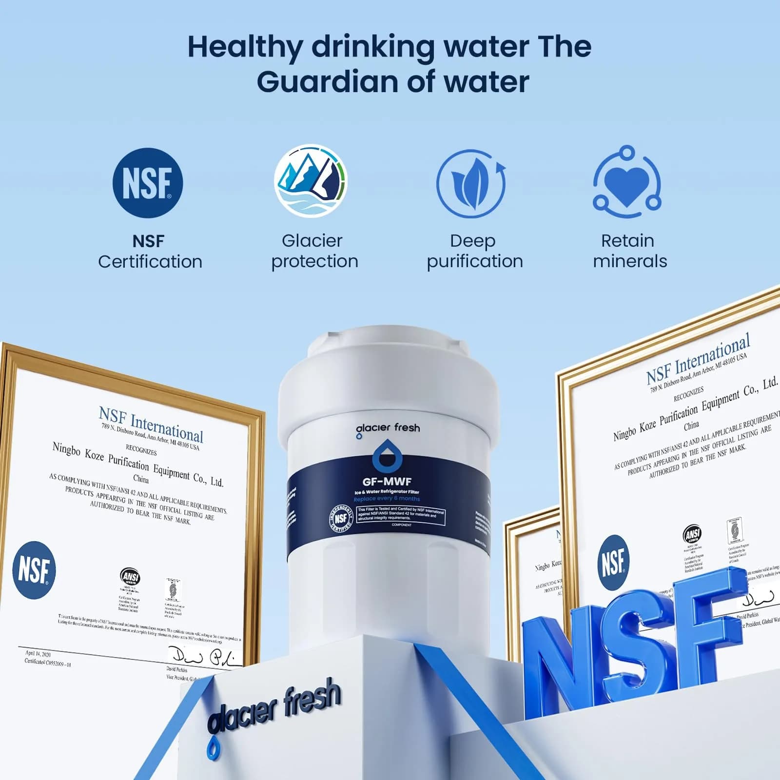 GLACIER FRESH MWF Refrigerator Water Filter Replacement | NSF42 Certified for GE Refrigerators - view 5