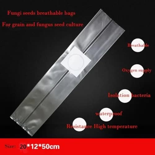 SUCOHANS Mushroom Grow Bags 20cmx12cmx50cm (10-Pack) | Heavy Duty 3 Mil Polypropylene with 0.2 Micron Filter thumbnail 5