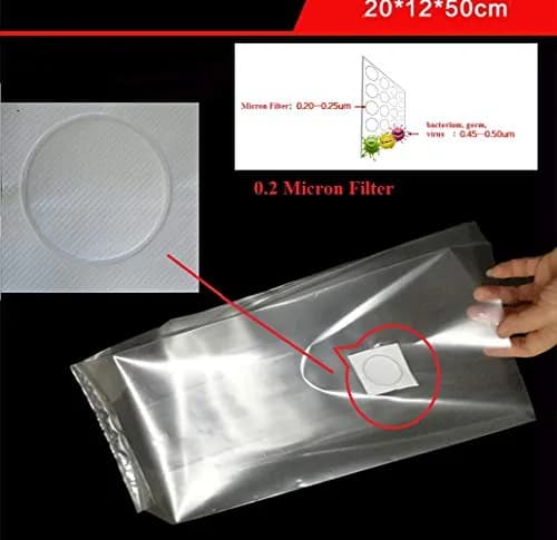 SUCOHANS Mushroom Grow Bags Large 20cmx12cmx50cm (50 Count) | Autoclavable 3 Mil Polypropylene with 0.2 Micron Filter thumbnail 5