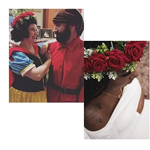 Vividsun Red Flower Crown Floral Headpiece Festival Wedding Hair Wreath 1 Count (Pack of 1) thumbnail 4