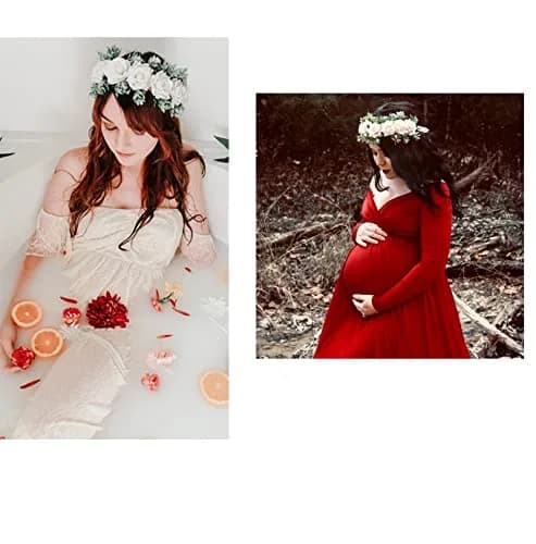 Vividsun Women Flower Crown Floral Headpiece White | Hand-Made Fabric Floral Wreath thumbnail 4