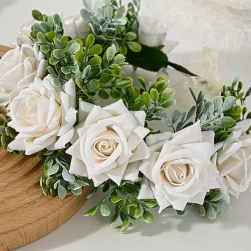 Vividsun Women Flower Crown Floral Headpiece White | Hand-Made Fabric Floral Wreath thumbnail 7