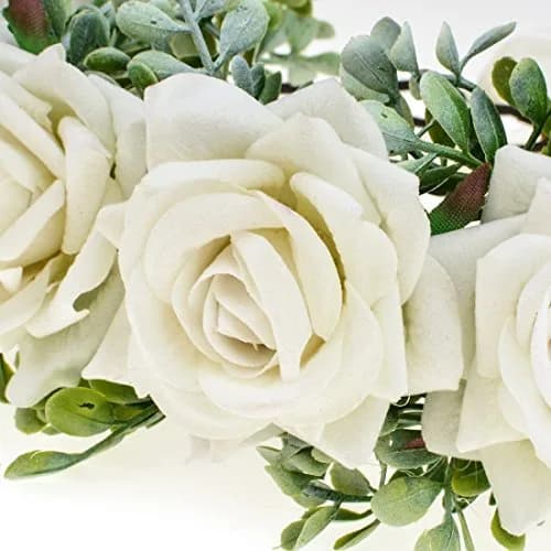 Vividsun Women Flower Crown Floral Headpiece White | Hand-Made Fabric Floral Wreath thumbnail 3