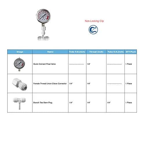 PureSec Water Pressure Gauge Oil Filled Vibration Proof Stainless-Steel 2-1/2" Dial Size Dual-Scale with 1/4" NPT Bottom Mount and 1/4" RO Fittings for RO System (0-0.7kg(MPa)/0-100psi) | Quiet, Durable, Accurate thumbnail 2