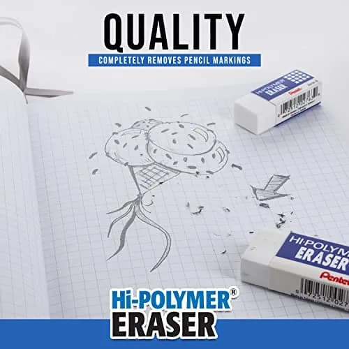 Pentel Hi-Polymer Block Eraser, Super XL White, 8-Pack | Latex-Free, Large Block for Precise Erasing thumbnail 4
