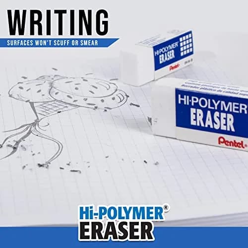 Pentel Hi-Polymer Block Eraser, Super XL White, 8-Pack | Latex-Free, Large Block for Precise Erasing thumbnail 5