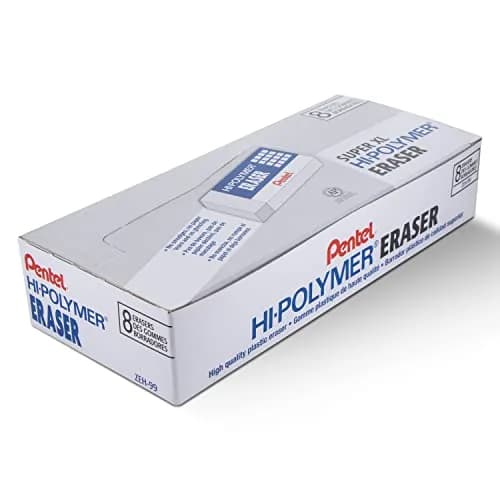 Pentel Hi-Polymer Block Eraser, Super XL White, 8-Pack | Latex-Free, Large Block for Precise Erasing thumbnail 3