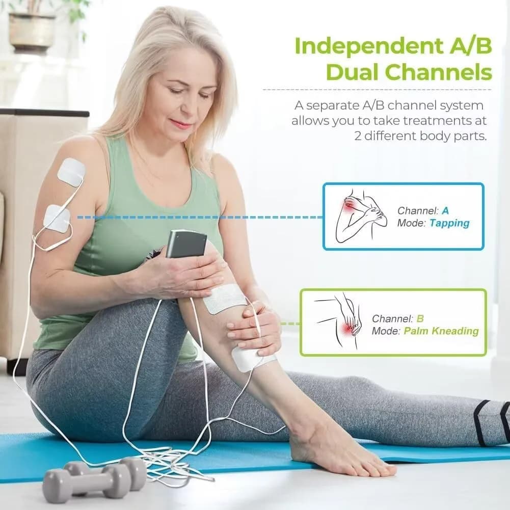 AUVON Dual Channel TENS Unit Muscle Stimulator Machine 16 Piece Set | Drug-Free Pain Relief for Shoulder, Lower Back, Knee - view 3