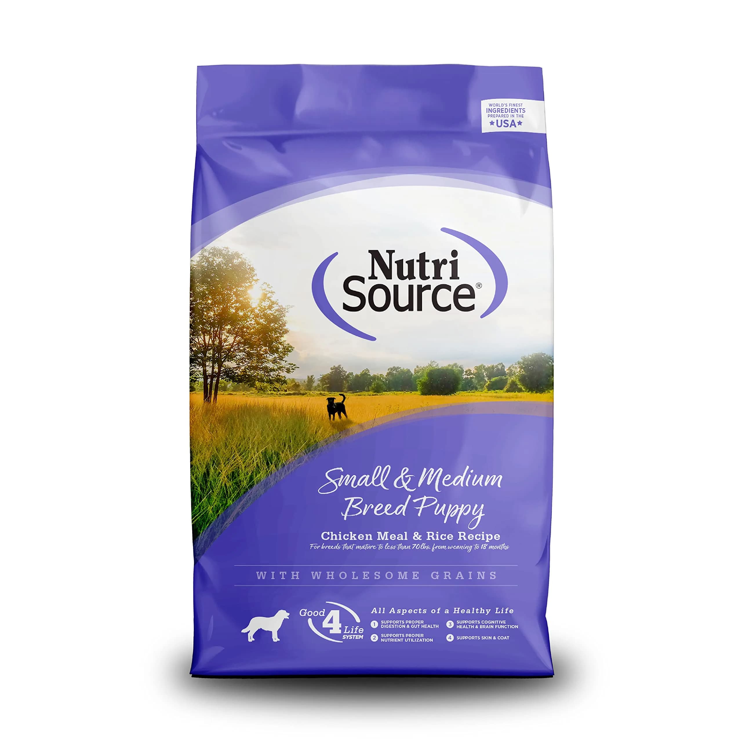 NutriSource Puppy Food for Small & Medium Breeds 4LB | Supports Growth & Gut Health — Brown