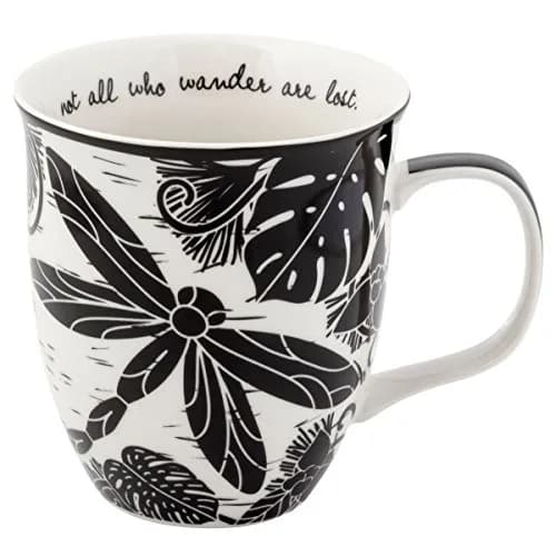 Karma Gifts 14 oz Black and White Boho Mug | Ceramic Coffee & Tea Mug for Women & Men thumbnail 1