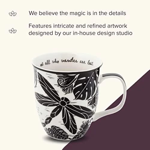 Karma Gifts 14 oz Black and White Boho Mug | Ceramic Coffee & Tea Mug for Women & Men thumbnail 4