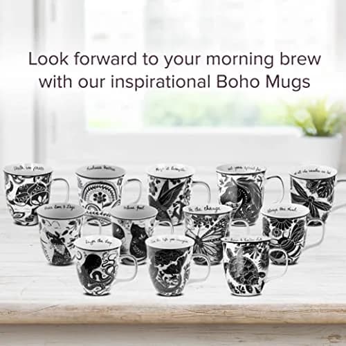Karma Gifts 14 oz Black and White Boho Mug | Ceramic Coffee & Tea Mug for Women & Men thumbnail 7