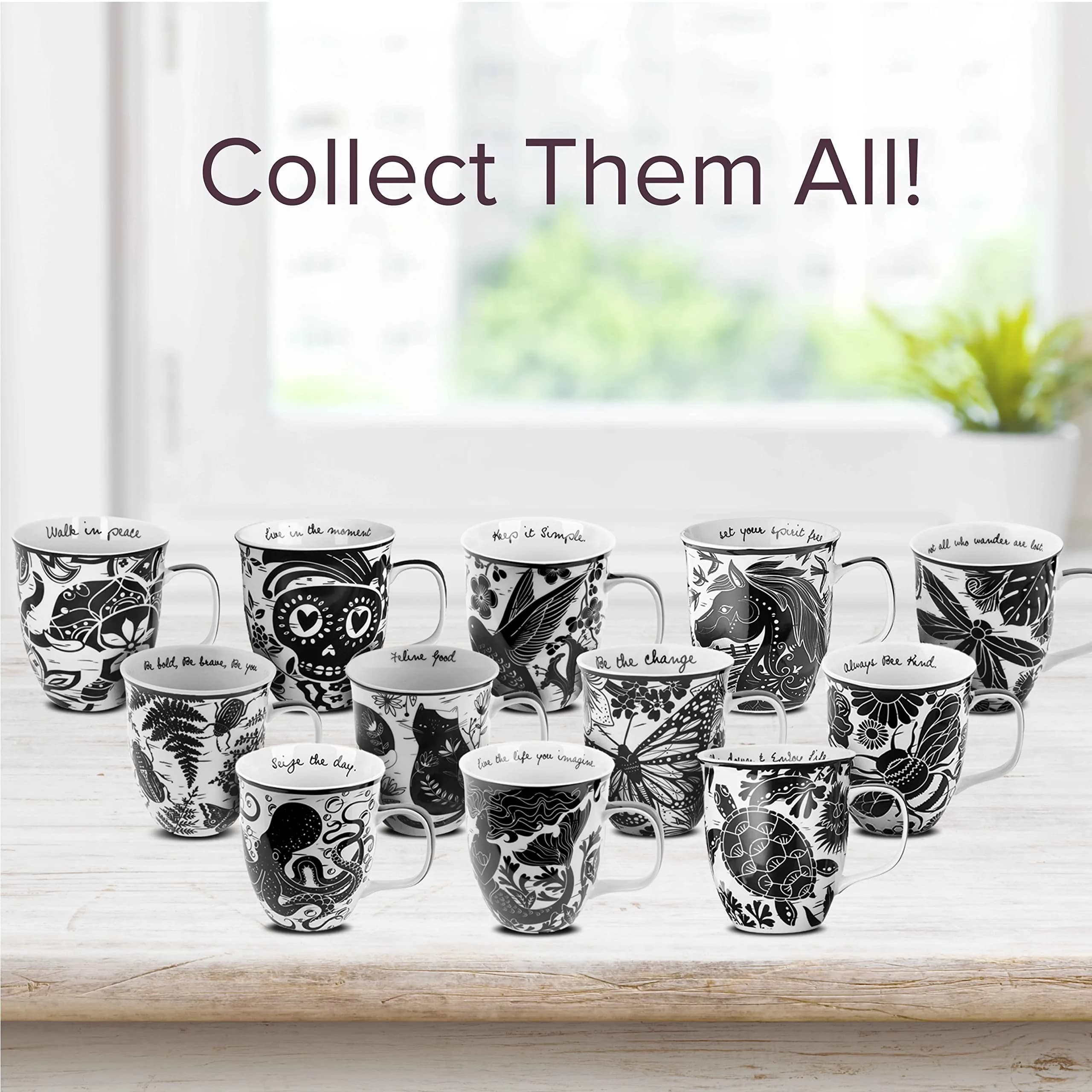 Karma Gifts 14 oz Black and White Boho Mug | Ceramic Coffee & Tea Mug, Sea Turtle Design, Reusable, Microwave & Dishwasher Safe thumbnail 7