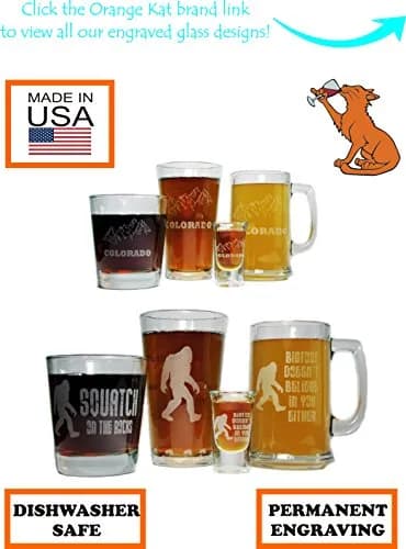 Orange Kat Bigfoot Drink 'Till You Believe 15oz. Beer Mug with Handle | Laser Engraved, Durable Glass, Reusable (15oz) thumbnail 5