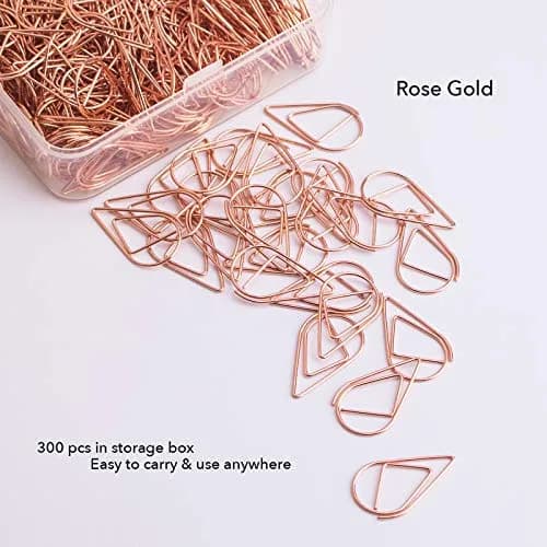 VENCINK Rose Gold Paper Clips 300 Pieces | Drop-Shaped Office & School Supplies (1 inch) thumbnail 3