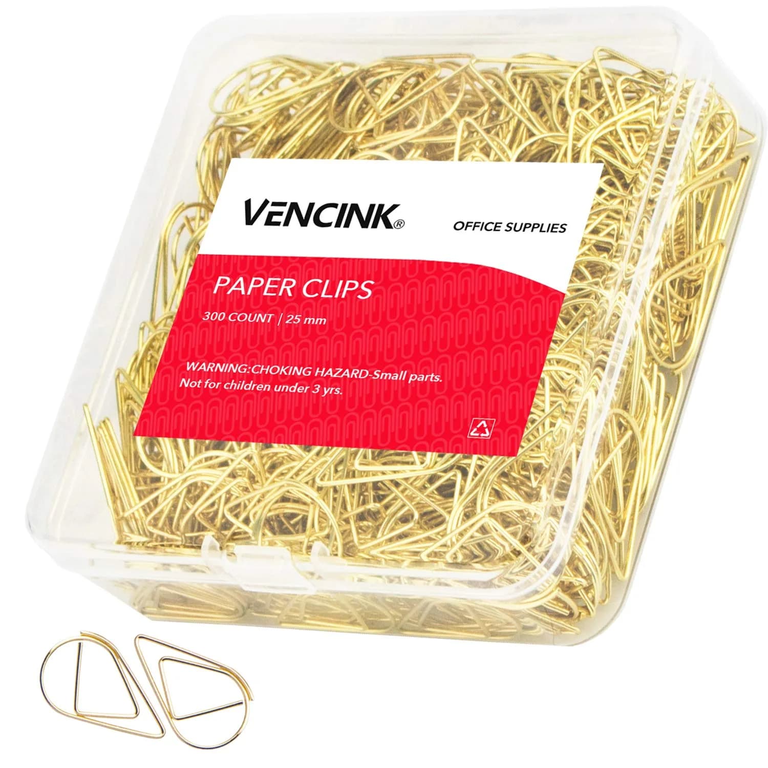 VENCINK Gold Paper Clips 300 pcs Drop-Shaped | Office & School Supplies