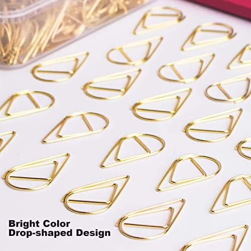 VENCINK Gold Paper Clips 300 pcs Drop-Shaped | Office & School Supplies thumbnail 2