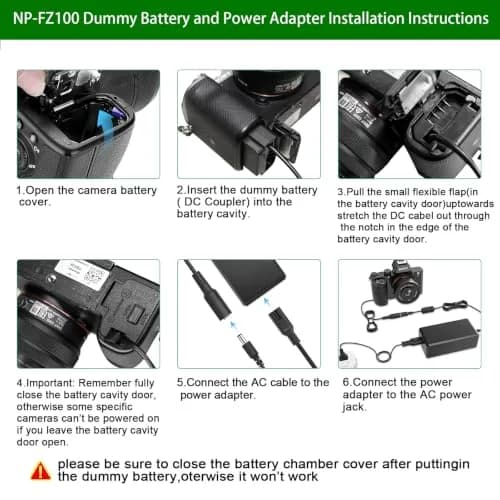Gonine NP-FZ100 Dummy Battery Power Adapter Kit for Sony Alpha A7 V, A7R V, A7 IV, A7R IV, A7 III, A7S III, A7R III, FX3, FX30, A6600, A6700, ZV-E1, ZV-E10 II, A7C, A7C II, A7CR, A1 Cameras | Continuous Power Solution thumbnail 4