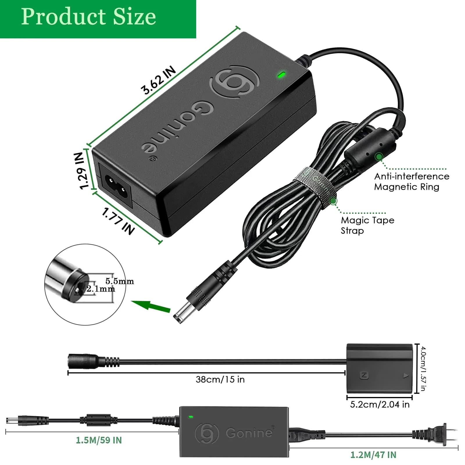 Gonine NP-FZ100 Dummy Battery Power Adapter Kit for Sony Alpha A7 V, A7R V, A7 IV, A7R IV, A7 III, A7S III, A7R III, FX3, FX30, A6600, A6700, ZV-E1, ZV-E10 II, A7C, A7C II, A7CR, A1 Cameras | Continuous Power Solution - view 9