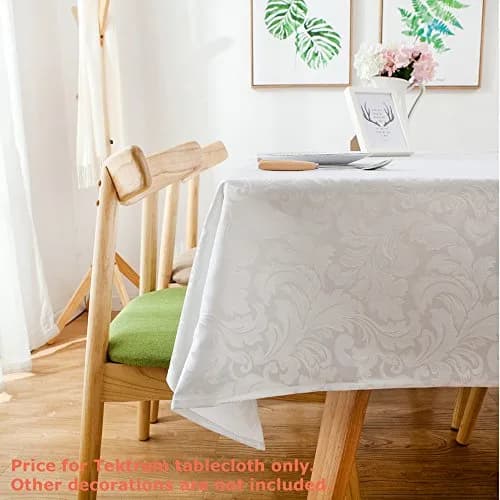 Tektrum 70 x 70 inch Damask Jacquard Tablecloth | Waterproof & Stain Resistant (70x70in) thumbnail 5