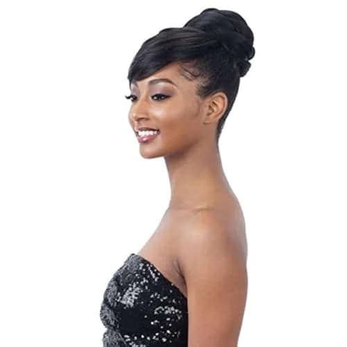 FREETRESS BRAIDS Twisted Bun Bang (1B Off Black) | Synthetic Hair Wig & Swoop Bang, Adult, Air Dry thumbnail 1