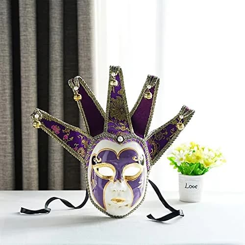 YU FENG Purple Vintage Jester Mask | Venetian Masquerade Costume Accessory, One Size thumbnail 5