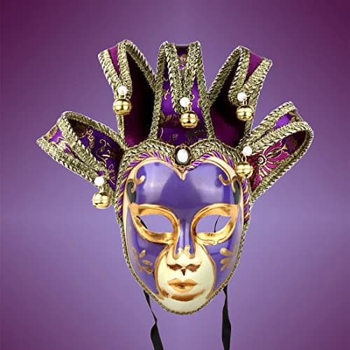 YU FENG Purple Vintage Jester Mask | Venetian Masquerade Costume Accessory, One Size thumbnail 3