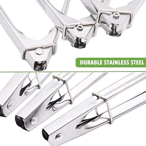 HINMAY Mini Tongs with Silicone Tips 7-Inch Kitchen Tongs, Set of 3 (Black) | Durable, Food Grade Stainless Steel & Silicone thumbnail 7