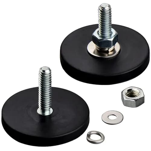 MUTUACTOR Rubber Coated Neodymium Magnet 43mm (1.69") Diameter, 24 lbs Pull Force, 1/4-20" Male Thread Stud (4-Pack) thumbnail 1