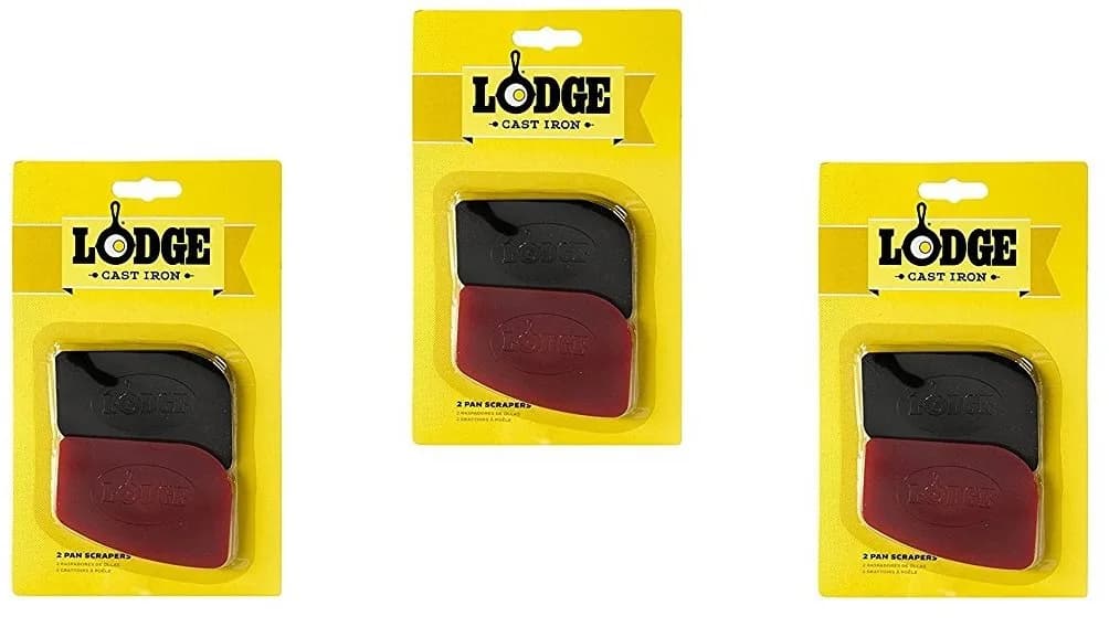 Lodge Red 2 Count Pan Scrapers | Polycarbonate Cast Iron Pan Cleaners (2 Pack, Red/Black) — Black