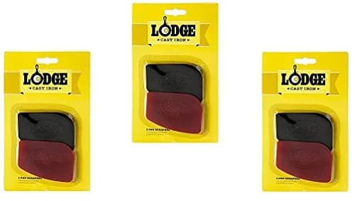 Lodge Red 2 Count Pan Scrapers | Polycarbonate Cast Iron Pan Cleaners (2 Pack, Red/Black) thumbnail 1