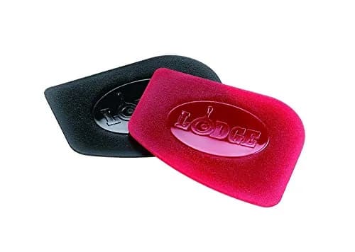 Lodge Red 2 Count Pan Scrapers | Polycarbonate Cast Iron Pan Cleaners (2 Pack, Red/Black) thumbnail 2