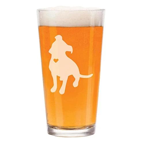 MIP 16 oz Beer Pint Glass Heart & Pit Bull | Reusable Glassware for Home & Gifting thumbnail 1