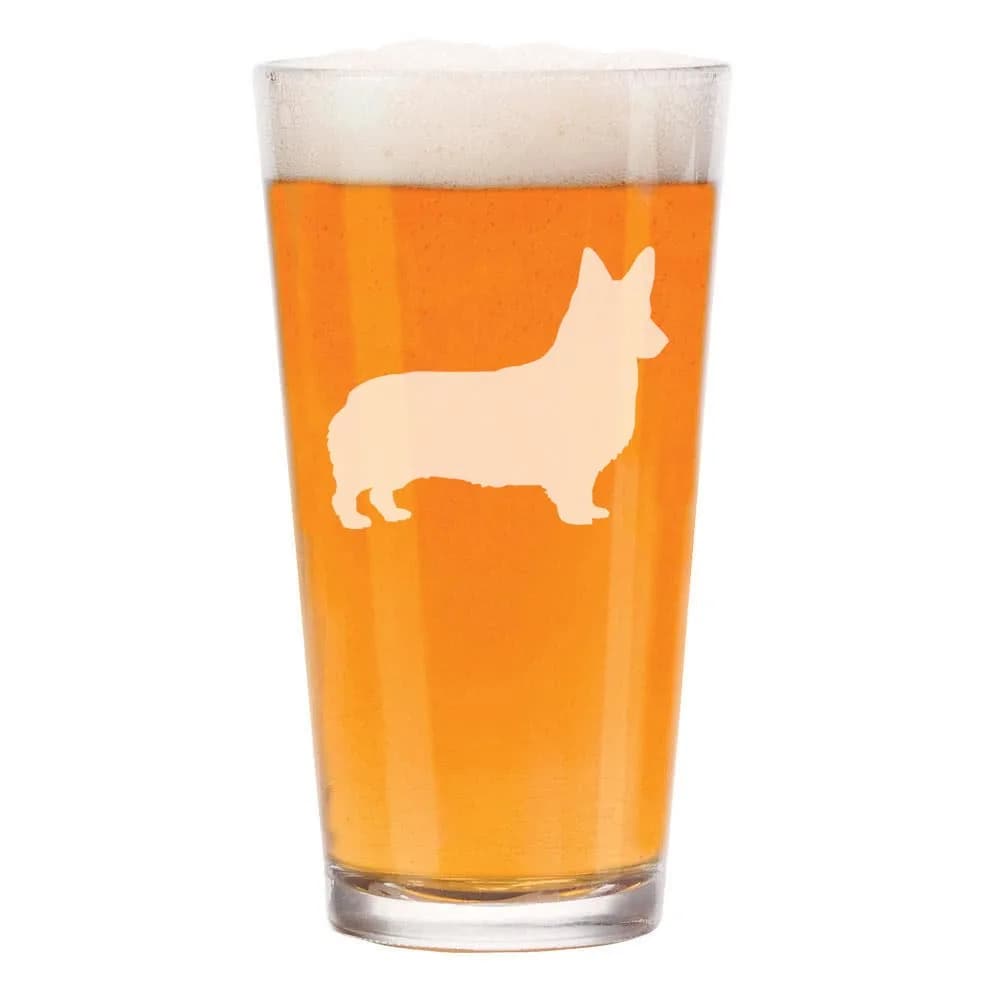 MIP 16 oz Beer Pint Glass Corgi Design | Fun Animal Theme — Glass
