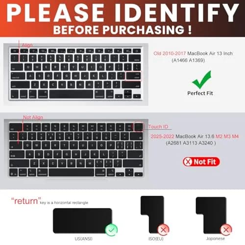 CaseBuy Black Silicone Keyboard Cover for MacBook Air 13" (A1369/A1466) & Pro 13"/15" (2010-2017 Models) | Protects from Spills & Dust thumbnail 2