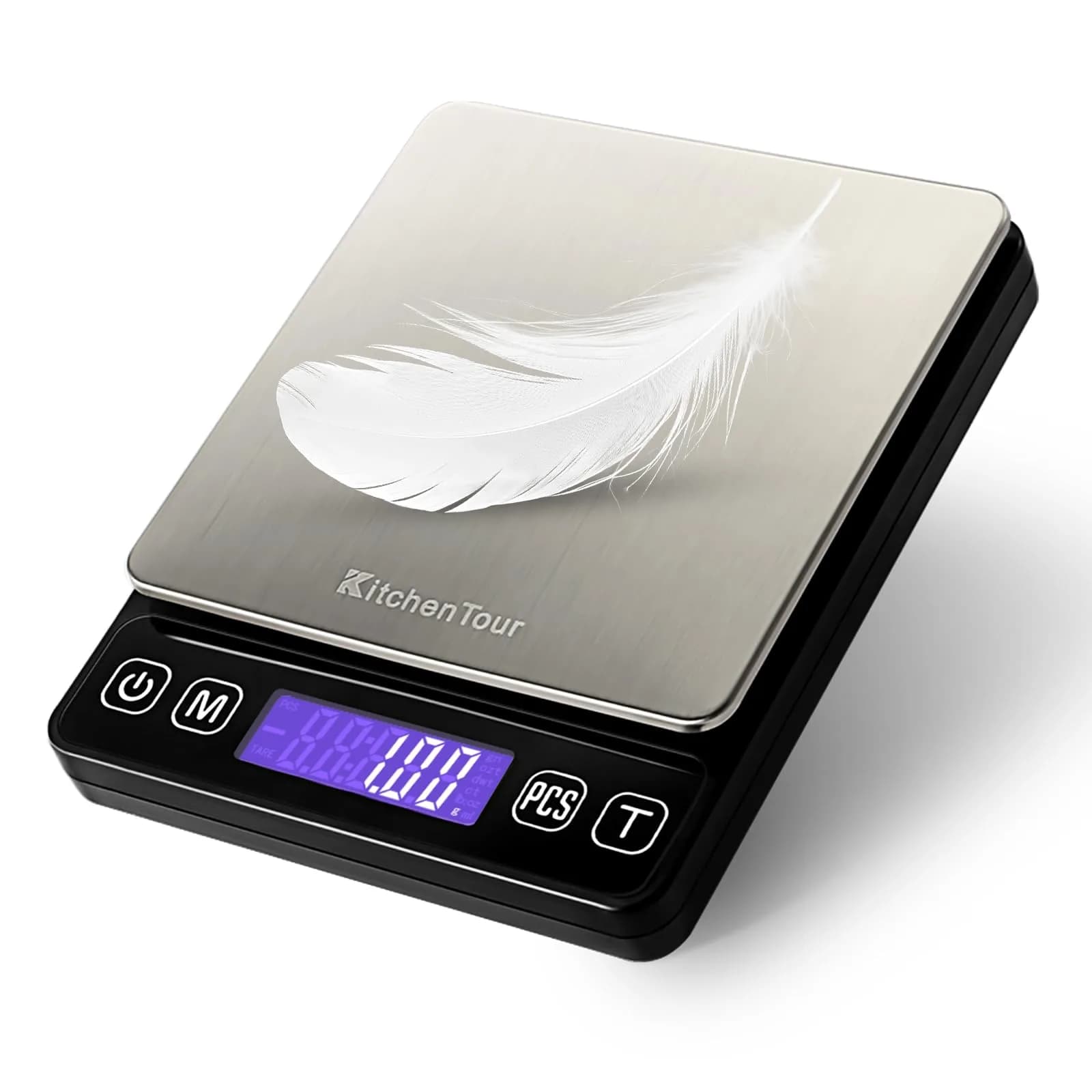 K KitchenTour Black 500g x 0.01g Precision Digital Scale | Accurate Weighing for Coffee, Jewelry, and Ingredients - main product image