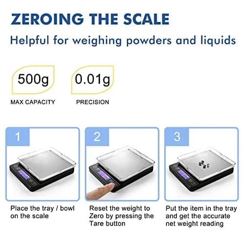 K KitchenTour Black 500g x 0.01g Precision Digital Scale | Accurate Weighing for Coffee, Jewelry, and Ingredients thumbnail 6