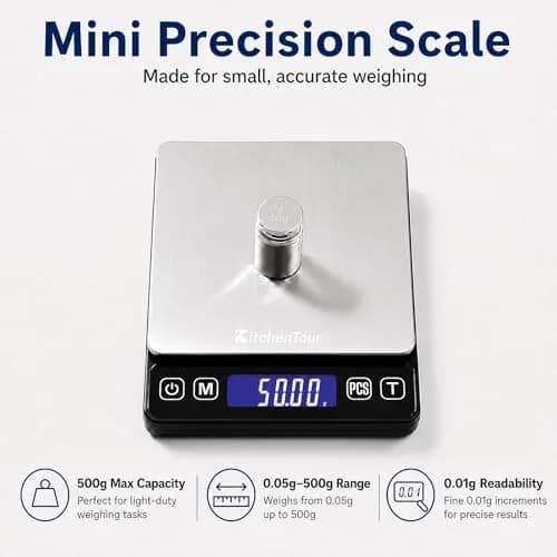 K KitchenTour Black 500g x 0.01g Precision Digital Scale | Accurate Weighing for Coffee, Jewelry, and Ingredients thumbnail 2